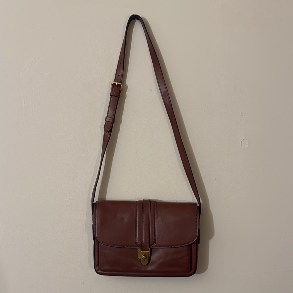 Banana Republic Brown Leather Messenger Bag with Adjustable Strap
